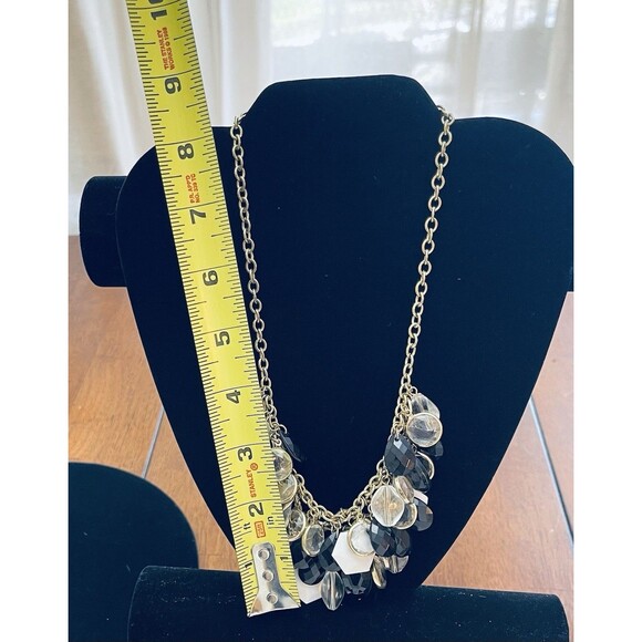 Gold Tone Bib Necklace Multi-Shaped Beads Cluster Statement Boho Party Jewelry - Picture 2 of 9